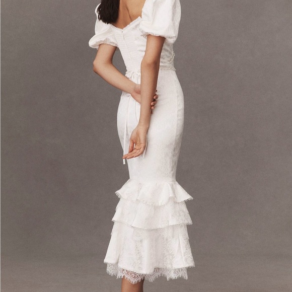 V. Chapman White Ruffled Midi Dress - Picture 2 of 4